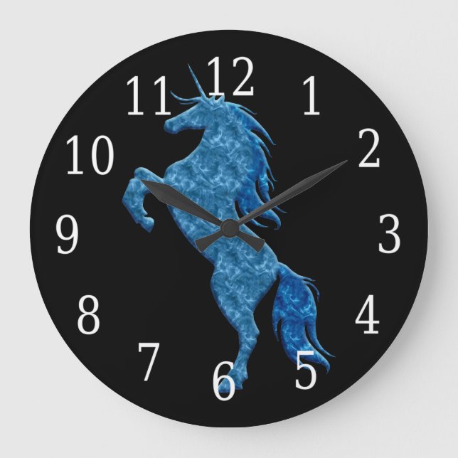 Horloge bleue de licorne du feu (Recto)