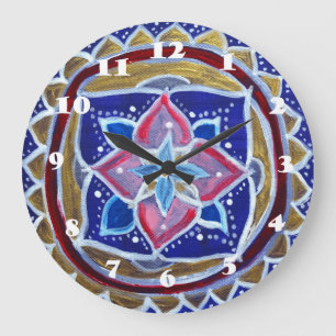 Horloge bleue du mur de Mandala