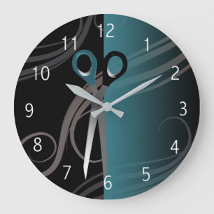horloge bleue élégante de salon de coiffure
