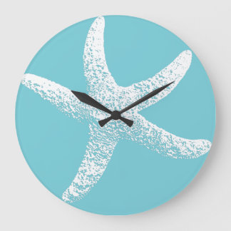 Horloge bleue et blanche d'étoiles de mer