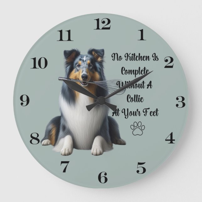 Horloge bleue Merle Collie (Recto)