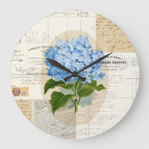 Horloge bleue vintage de Français d'hortensia