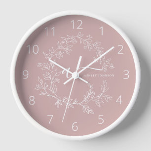 Horloge Blush Dusty rose moderne Script Girl Monogramme No