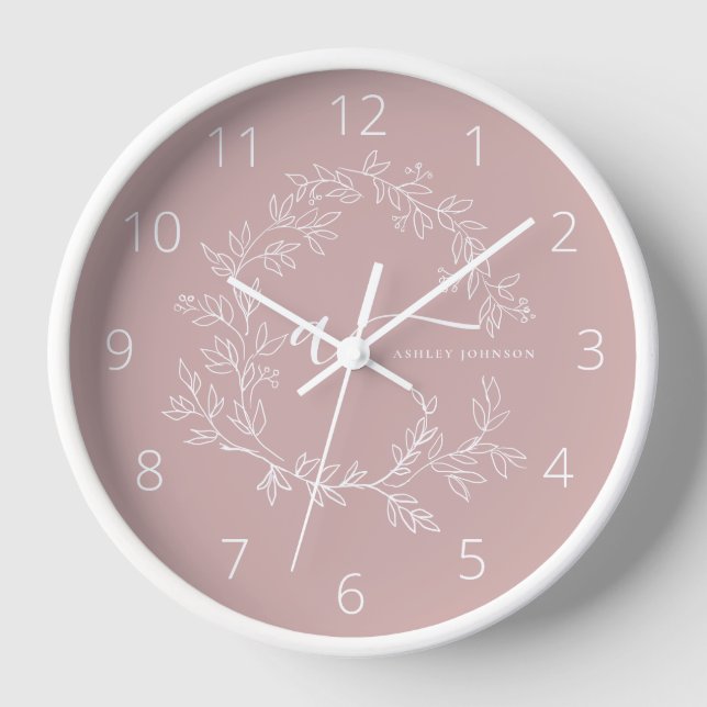 Horloge Blush Dusty rose moderne Script Girl Monogramme No (Recto)