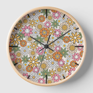 Horloge Boho Daisy Flowers les années 70 Floral Super