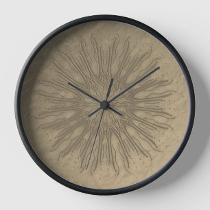 Horloge Boho style bio sunburst mandala sepia noir