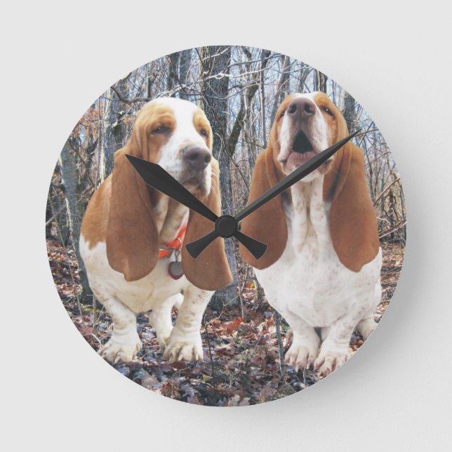 Horloge boisée Howling Basset Hound (Recto)