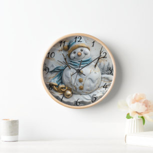 Horloge Bonhomme de neige avec joie de Noël