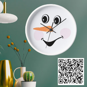 Horloge Bonhomme de neige souriant mignon moderne personna