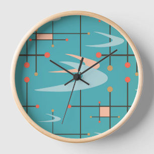 Horloge Boomerangs modernes du milieu du siècle, Mur Turqu
