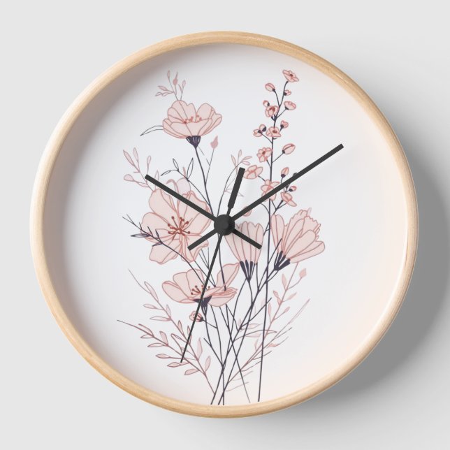 Horloge Botanical Floral Illustration | Minimal Nature Aes (Recto)