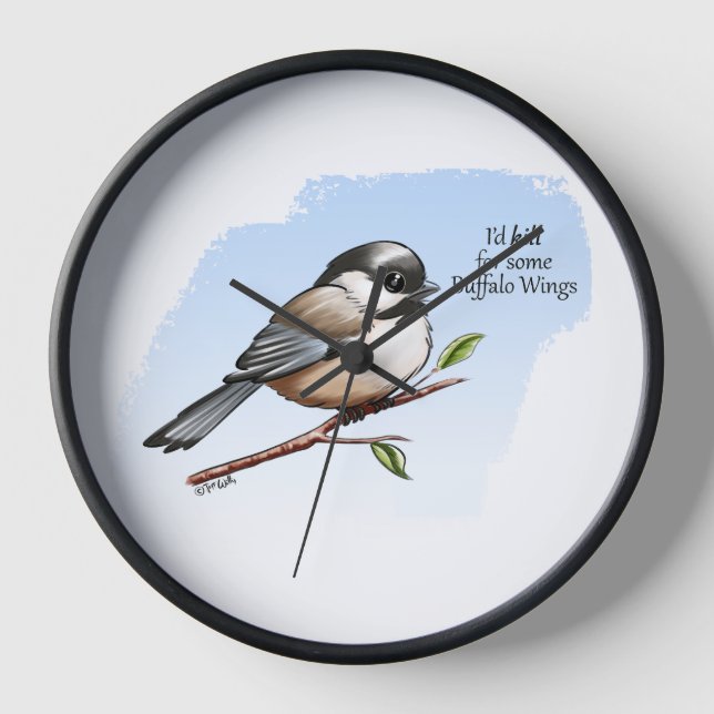 Horloge BOUFFÉE DE CHICKADEE AILES de Jeff Willis Art (Recto)