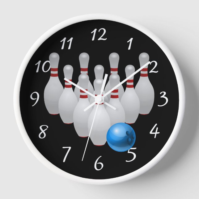 Horloge Boule de bowling Animée et épingles 24h/24 (Recto)