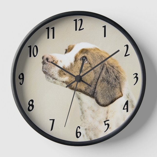 Horloge Brittany Peinture - Cute Original Chien Art (Recto)