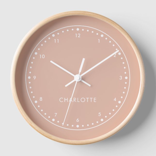 Horloge Brosse | Nom moderne Style tendance Taupe (Recto)