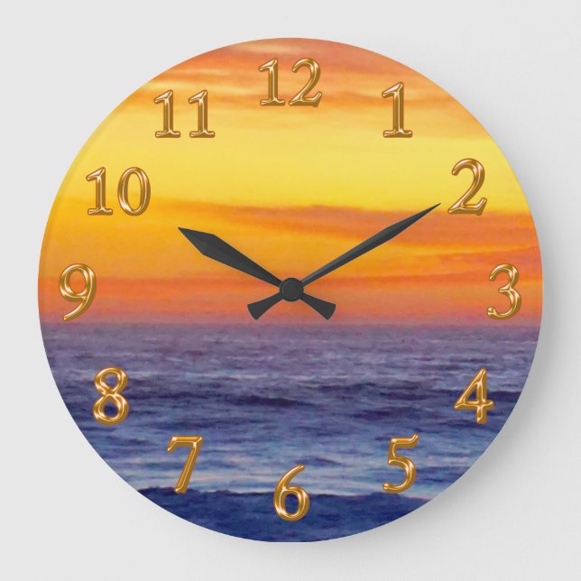 Horloge brûlante stupéfiante de plage de coucher (Recto)