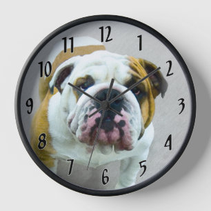Horloge Bulldog Painting - Joli art original chien