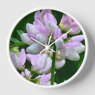 Horloge Bureaux de fleurs rose et blanc