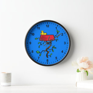 Horloge cacahuètes   Bois en sieste dans le plat de Snoopy