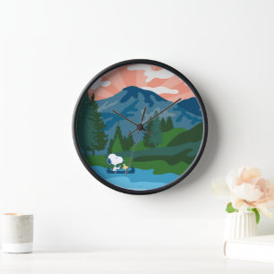 Horloge cacahuètes   Canoë Snoopy & Woodstock