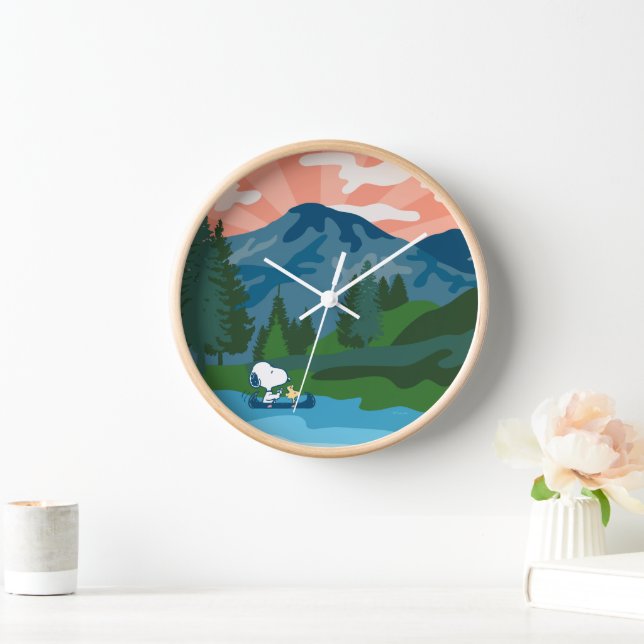 Horloge cacahuètes | Canoë Snoopy & Woodstock (Maison)