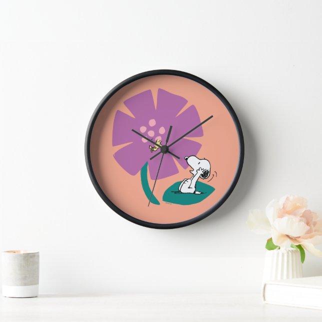 Horloge cacahuètes | Illustration de la nature Fleur pourp (Maison)