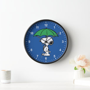 Horloge cacahuètes Parapluie vert Snoopy