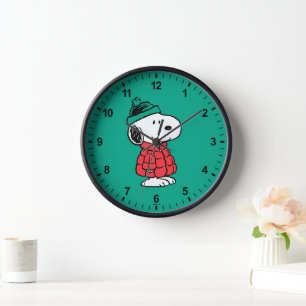Horloge cacahuètes   Snoopy Chat d'hiver et Casquette