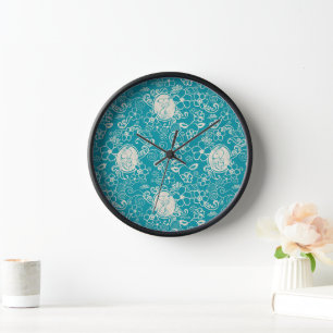 Horloge cacahuètes   Snoopy Turquoise Tropical Beach Motif
