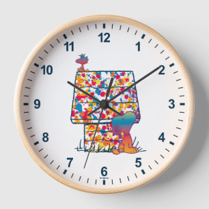 Horloge cacahuètes   Snoopy & Woodstock Rainbow Paint
