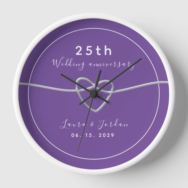 Horloge Cadeau du 25e anniversaire du Mariage pour un coup (Recto)
