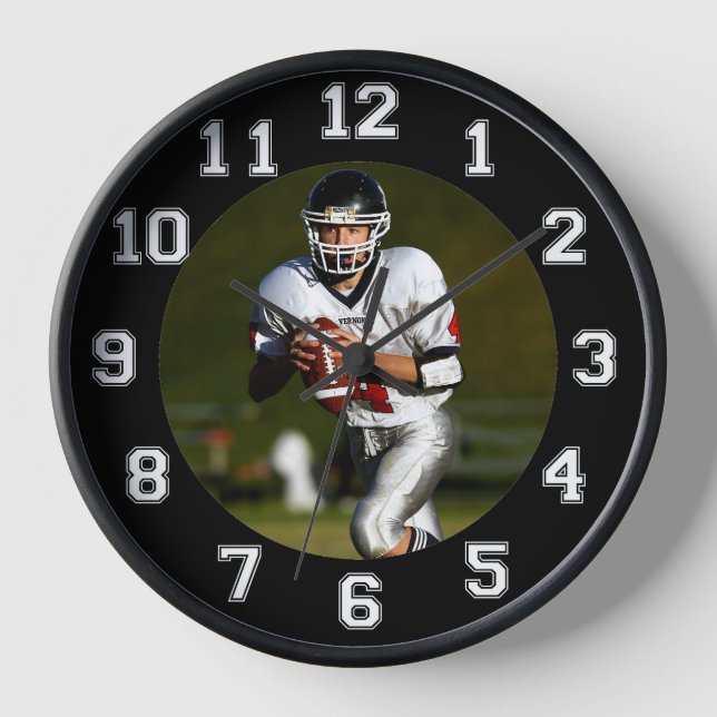 Horloge Cadeau photo personnalisé joueur de football ou en (Recto)
