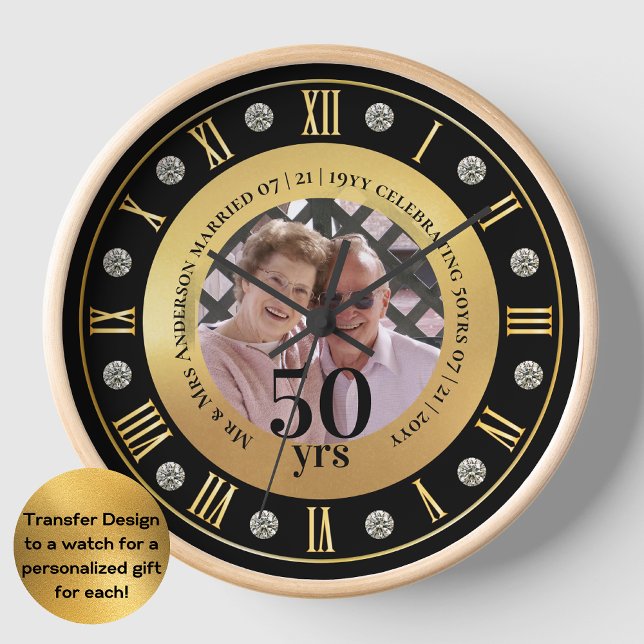 Horloge Cadeau PHOTO pour les 50 ans de mariage Jubilé d'o (Créateur téléchargé)