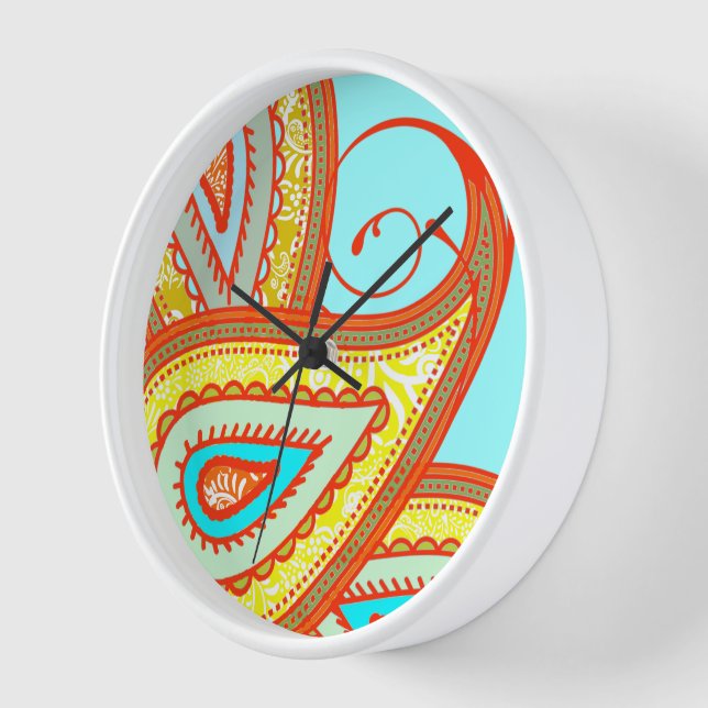 Horloge Cadeaux à la menthe orange jaune moderne (Angle)