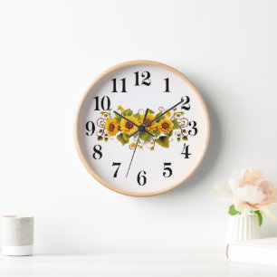 Horloge Cadran mural tournesols