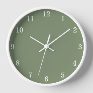 Horloge Cadran mural vert sauge minimaliste élégant