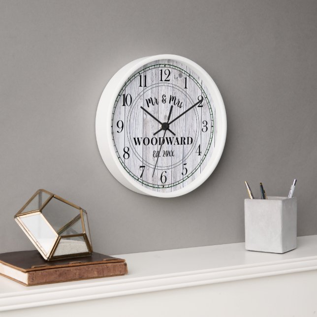 Horloge Cadre en bois personnalisé pour mariage rustique d (Bureau)
