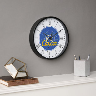 Horloge Cadre en bois Signe du zodiaque Cancer Rétro