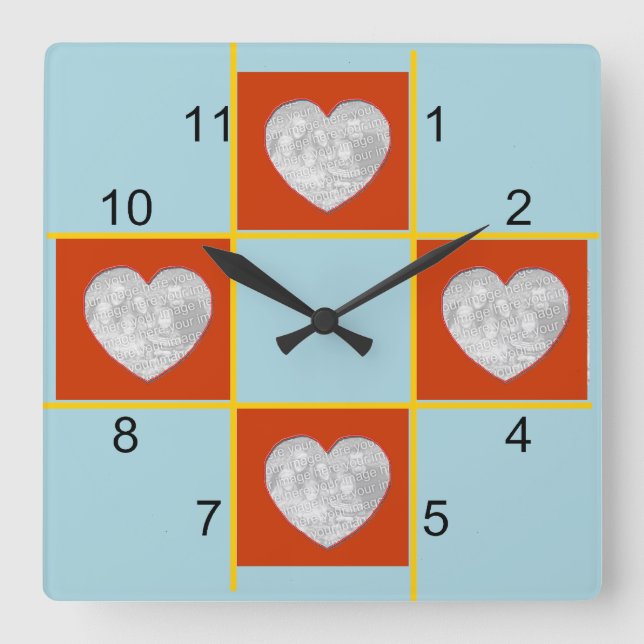 Horloge - Cadres du coeur rouge (Recto)