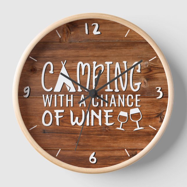 Horloge Camping rustique avec une chance de Vin amusant Ca (Recto)