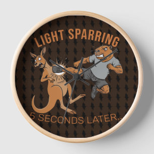 Horloge Capybara drôle vs Kangourou Sparring Léger MMA Mem