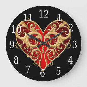 Horloge Cardiaque Rouge Filigree