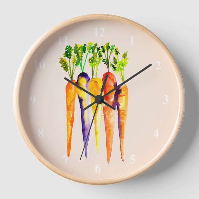 Horloge Carottes aquarelles légumes mignons (Recto)