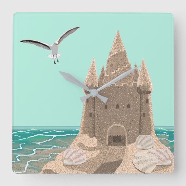 Horloge carré de la Mouette de Sandcastle (Recto)