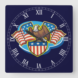 Horloge Carré des chiffres romains de l'aigle amér