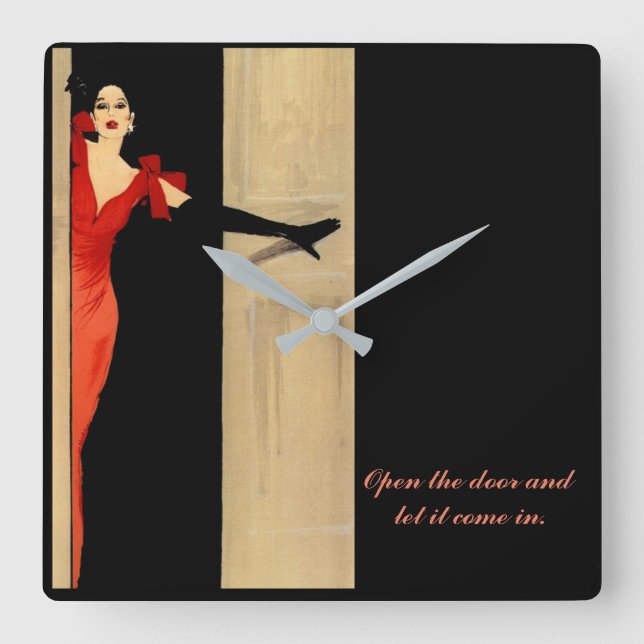 Horloge carré moderne avec proverbe (Recto)