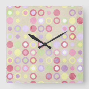 Horloge Carré rose Pois