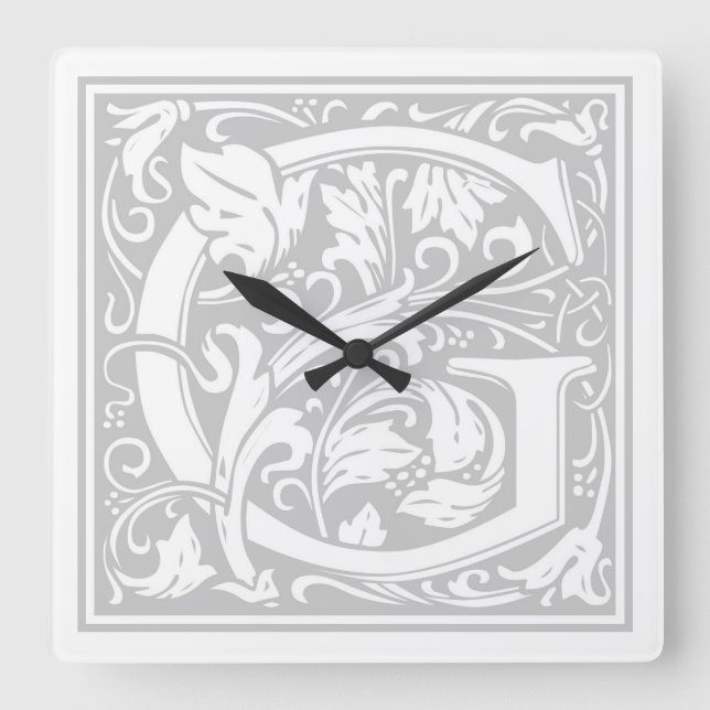 Horloge Carré William Morris Alphabet "G" (Recto)