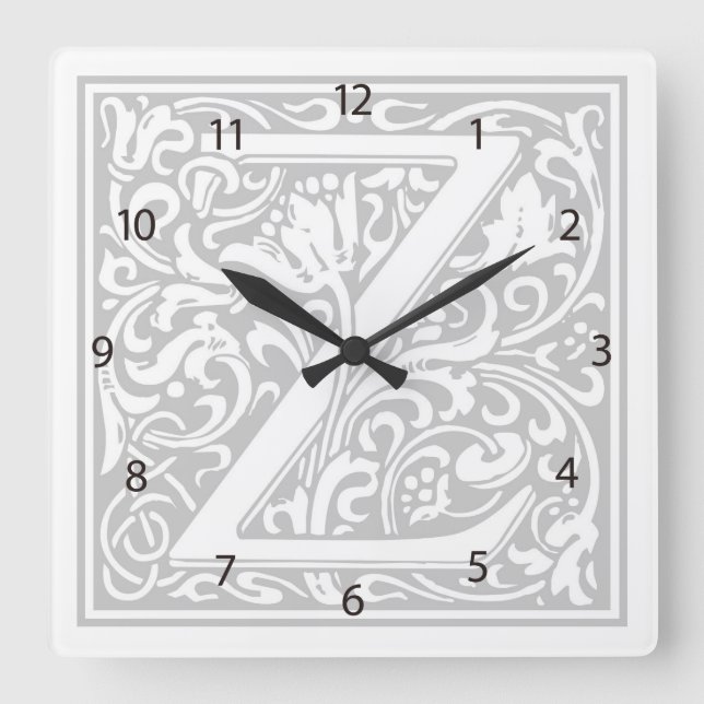 Horloge Carré William Morris Alphabet "Z" (Recto)