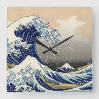 Horloge Carrée 浮世絵 ukiyoe 葛飾北斎 「富嶽三十六景 神奈川沖浪裏」 スクエア壁時計